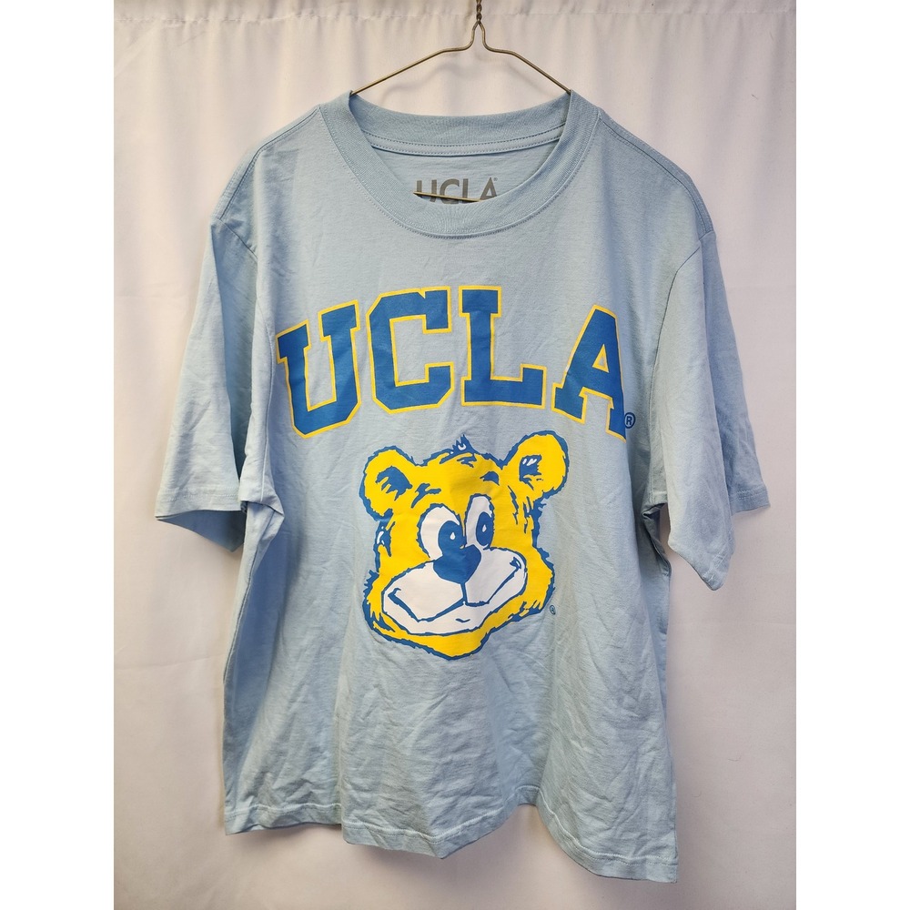 UCLA Bruins Joe Bruin Mascot Graphic T-Shirt Light Blue Mens Medium Cotton Tee